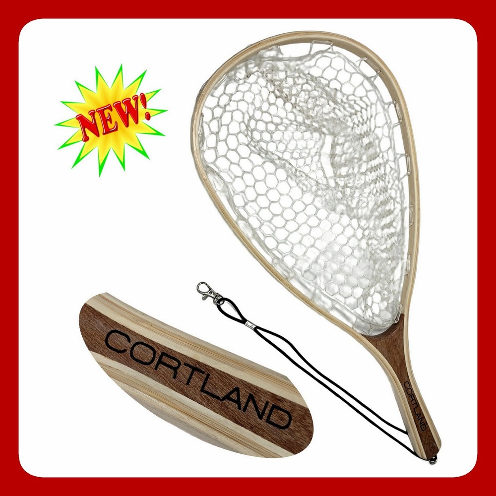 Cortland Laminated Wood Fly Fishing Landing Net Clear Rubber Mesh 24in New
